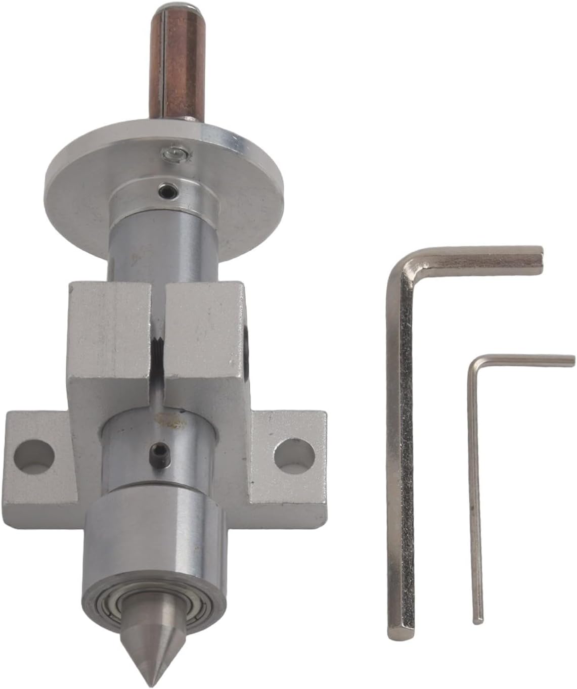 Double Bearing Live Center for Mini Lathe Machines – Adjustable Revolving Center, Turning Center Compatible with For CNC & Metal Lathes, Silver Metal