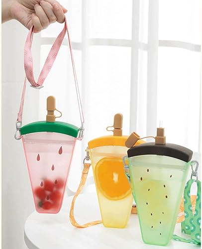 Miniatura 5 de 1 botella de agua de helado con correa, bolsa kawaii, barra de hielo, transparente, a prueba de fugas, vaso de plástico para bebidas para camping,