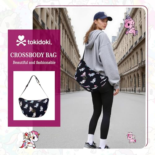Tokidoki Crescent Bag for Women Unicorno Nylon Crossbody Bag Dumpling Cross Body Purse with Adjustable Strap (colorful)2