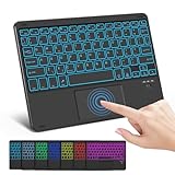 SOPPY Backlit Bluetooth Keyboard with Touchpad, Portable Rechargeable Keyboard for Travel, Wireless, for iPad/Samsung Tab/Lenovo Tab/iOS/Android/Windows, US Layout (Black)