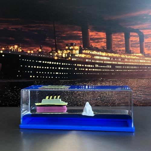 Kreuzfahrtschiff Fluid Drift Flasche, Unsinkbares Kreuzfahrtschiff Modell aus Acryl, Unsinkable Boot in Einer Box für die Inneneinrichtung Für Tischdekoration und Auto Vitrinen (Kreuzfahrtschiff)