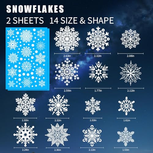 AHEONLAR Stickers Navideños de Copos de Nieve 142 Unidades miniatura 2