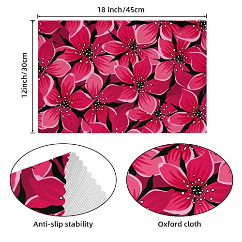 Sets de table fleurs roses 30x45cm tapis de table antidérapant salle à manger - 5