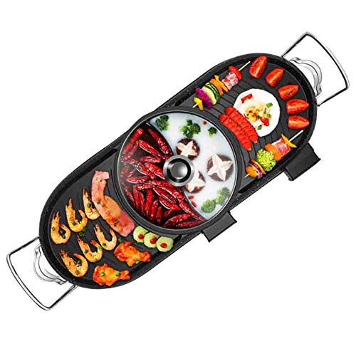 KPLMⓇ Hot Pot Electric BBQ Grill, Barbecue Hot Pot One-pot Home Smoke-free Non-stick Baking Tray, Suitable for Family Dinner of 2-8 People,A