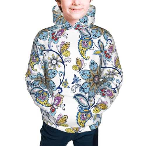 Flowers and Butterflies Kid Hoodies Boys Sweatshirts Girls Pullover with Pocket3