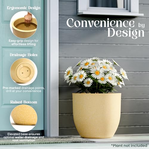 Image of YUCCABE ITALIA FOXB PCUP 17,15,12 Inch Pack of 3,Pots for Plants Highly Durable Polymers Lightweight Indoor OutdoorFlower Pot Gamla Tree Planter Container for Living Room,Balcony,Garden,Beige