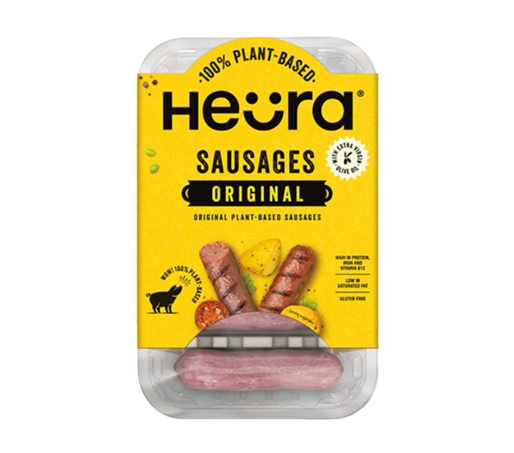 Heura Salchichas 216g | 100% Vegetales | Sin Gluten | Plant Based |Sin Soja | Vegano (Pack de 6)
