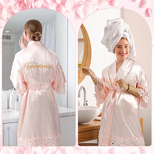 Image of Handepo 5 Pcs Bride Robes for Wedding Day Set Bride to Be Gifts Bridal Shower Gifts Bridesmaid Robe with Slippers Tumbler