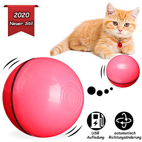 BEIAOSU - Pelota de gato para gato, juguete interactivo, juguete para mascotas, gatos, perros, bola giratoria con cable USB