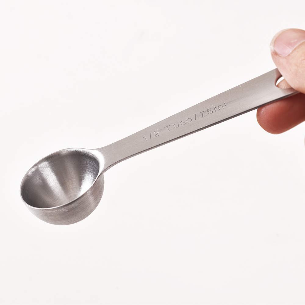 Cuillères à Mesurer Newk - 6 Pièces Acier Inoxydable - Pour Liquides & Secs - Argenté
