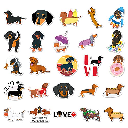 Dachshund Stickers (50 PCS) - Gift for Kids & Adults, Waterproof & Vinyl, Dinosaurs & Skateboard, Bike & Phone, Dairy - Image 2