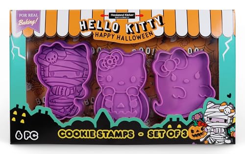 Handstand Kitchen Hello Kitty Halloween Cookie Cutter Stamp Set with Ghost, Mummy & Jack-O-Lantern Designs
