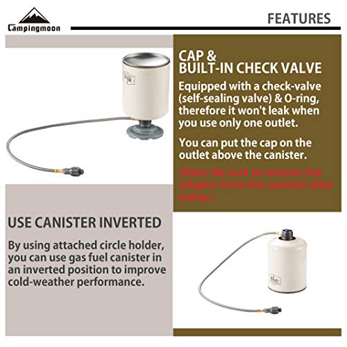Camping Moon Campingmoon 2 Outlet Adapter For En417 Lindal Valve Device With 23.6-Inch Hose Z28-60+Z15 #TOP5