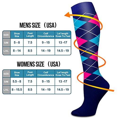 Bluemaple 6 Pack Copper Compression Socks For Women And Men Circulation-Best Support For Medical, Running,Nursing,Athletic #TOP5