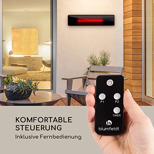 blumfeldt Phantom Infrarot-Heizstrahler - On/Off-Schalter, IR ComfortHeat Technologie, hochwertiges Schott-Glas und Aluminium, Fernbedienung, Timer, 3 Leistungsstufen: 900 oder 1800 W – Bild 9