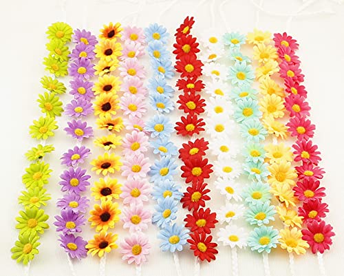 image for HOPEANT 10 PCS Sunflower Headband Multicolor Floral Flower Crown Headp