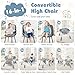 HONEY JOY 16-in-1 Baby High Chair, Convertible Highchair for Babies and Toddlers/Booster Seat/Activity Center with Toys, Building Block Table & Stool, Safety Harness, Removable Cushion & Tray (Blue)