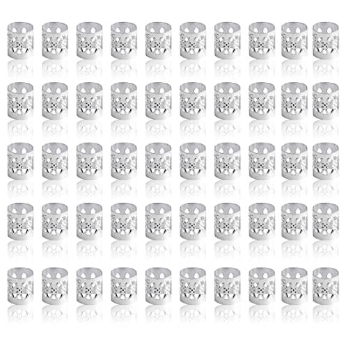 LEBQ 50 Stück Aluminium Dread Lock Verstellbar Metall Cuffs Dreadlocks Perlen Flechtet Haar Schmuck Cover