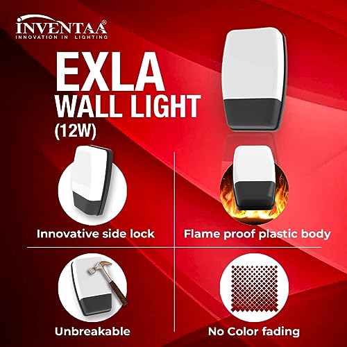 Image of INVENTAA Polycarbonate EXLA Bulkhead Outdoor Lights Waterproof|12W Balcony Lights Wall Exterior Wall Lights Waterproof|Bulkhead Light Outdoor Wall Lights Waterproof Led Lights for Outdoor Wall