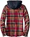 Legendary Whitetails Women's Flannel Shirt Hooded Heavyweight Stretch Button Up, Falling Leaves Plaid, Medium
