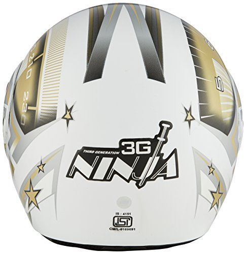 Image of Studds Ninja 3G D1 Flip Up Full Face Helmet (White and Golden, M)