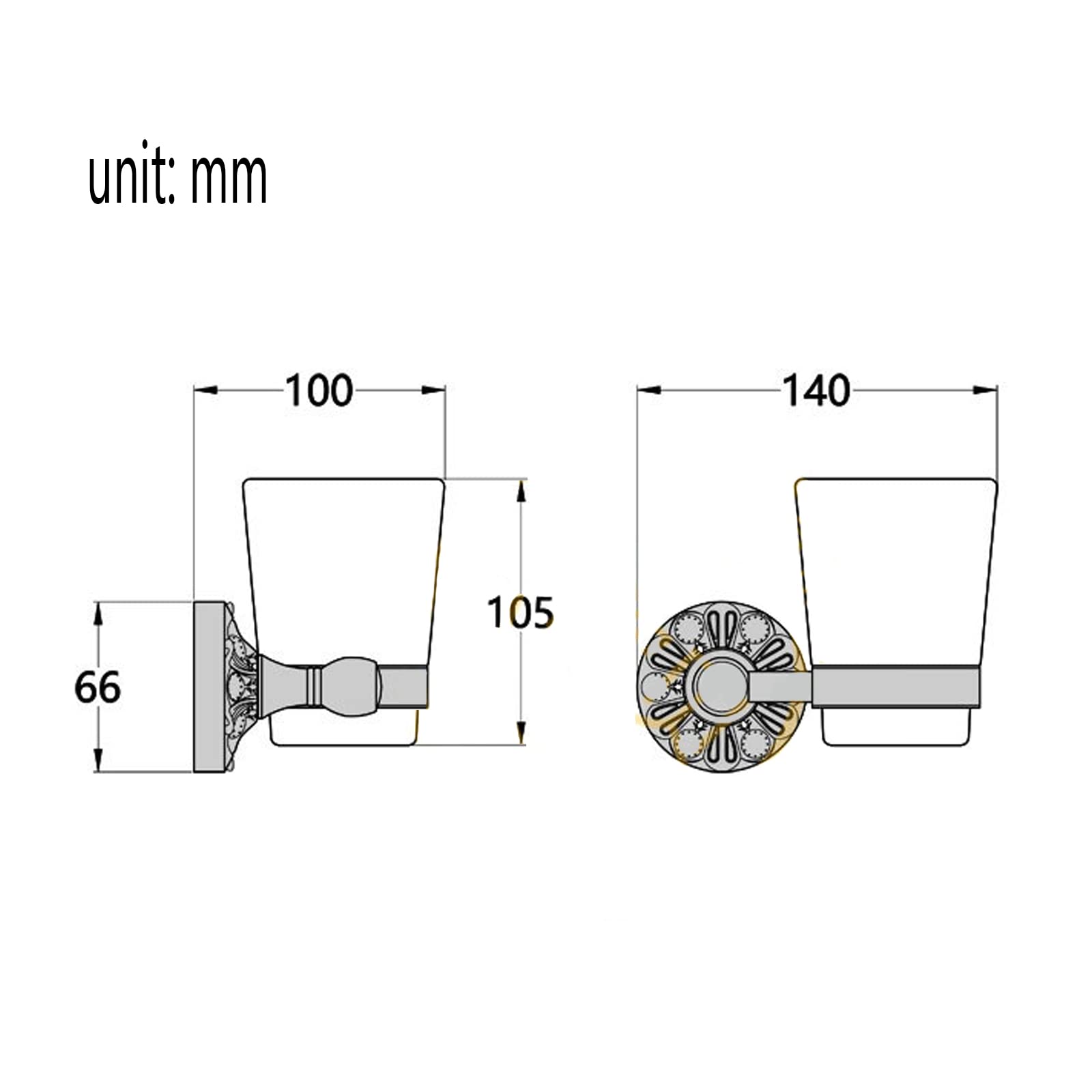 Soporte para Cepillos De Dientes, Soporte para Cepillos De Dientes De Baño Antiguo con Taza De Cerámica, Soporte para Cepillos De Dientes De Latón Montado En La Pared