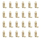 Ruwado 30 Pcs Cowboy Boot Charms Western Cute Small 1.8 x 1.1 cm Cute Pendants Supplies for Jewelry Making Finding Kits Bracelets Necklace Keychain Key Ring (Antique Gold)