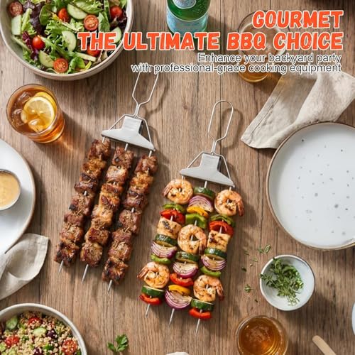 Pinchos para parrilla de barbacoa de acero inoxidable con accesorios de asado fácil 4