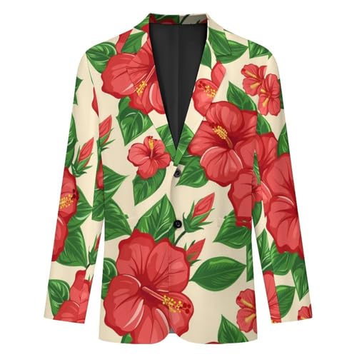 Hibiscus Floral Print Men's Suits Dress Business Formal Suit Print Jackets Coat For Wedding Party4