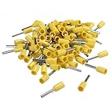 100Pcs Wire Copper Crimp Connector Insulated Cord Ferrule Pin End Terminal Yellow