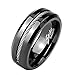 Produktbild Mianova Herren Band Ring Edelstahl mit eingefassten Kabel Bandring Herrenring Partnerring Biker Rocker Schwarz Größe 62 (19.7)