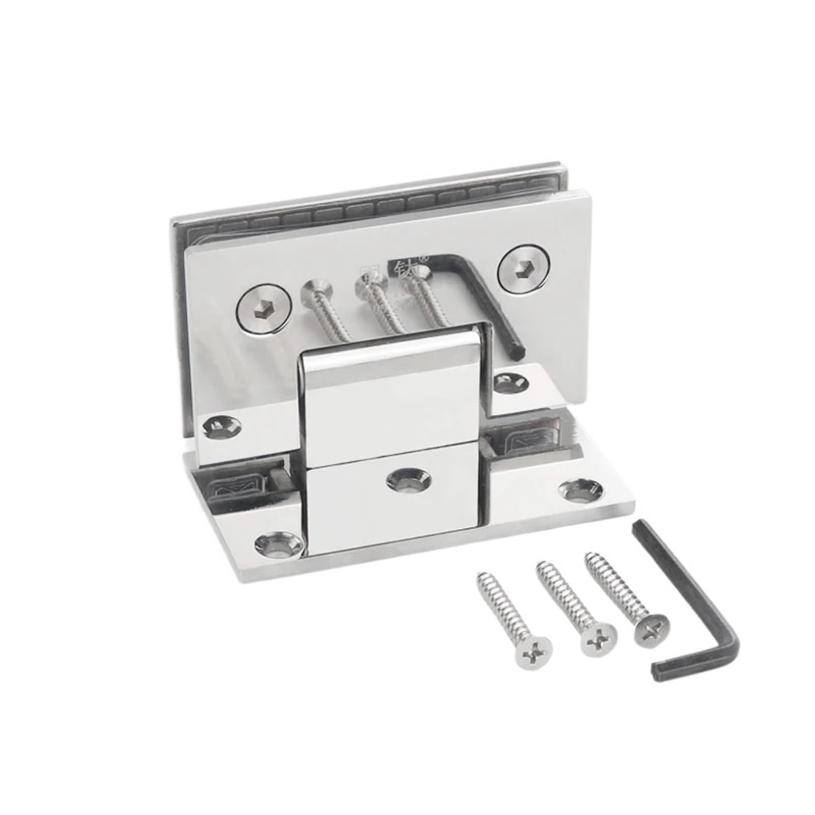 Glass Door Bathrooms Stainless Steel 304 Wall Mount Glass Shower Fixing Clip Chrome Door Hinge (90 Degrees is Open) GDH90-2