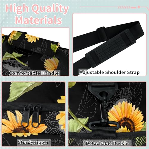 Artistic Sunflowers Travel Duffle Bag - Waterproof weekend luggage bag, men's sports and fitness bag, delivery hospital storage bag, overnight luggage bag with pull rod cover2