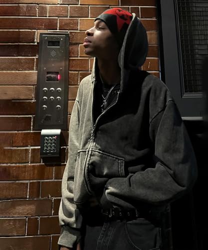 Vintage Washed Hoodie Jacket Zip Up Hooded Sweatshirt Streetwear Outerwear2