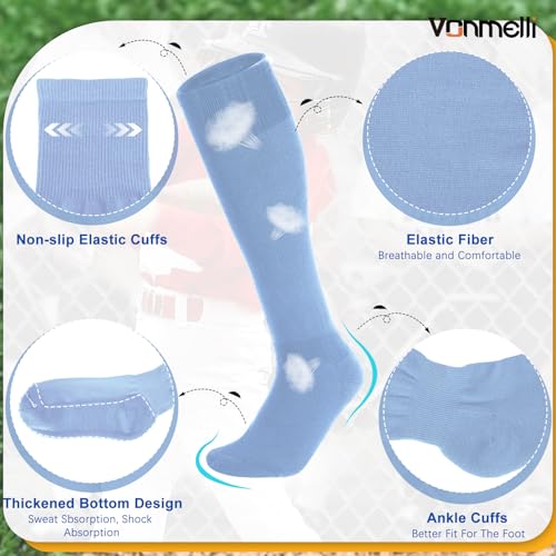 Image of VONMELLI Youth Baseball Belt and Socks Combo, Elastic Softball Belts and Socks for Boys and Adult (2 Pairs of Socks & 1 Belt)