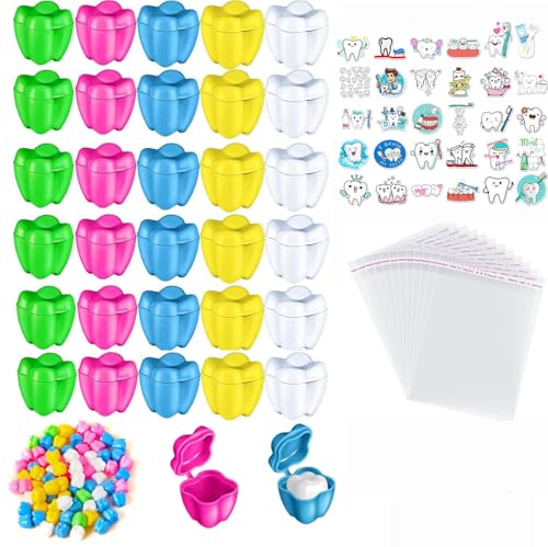 30 Piezas Caja Dientes de Leche Niño,Ahorrador de Almacenamiento de Dientes, Almacenamiento de Dientes de Leche,Collar de Dientes de Leche,Contenedor de Recuerdo para Niños,Regalo de Cumpleaños