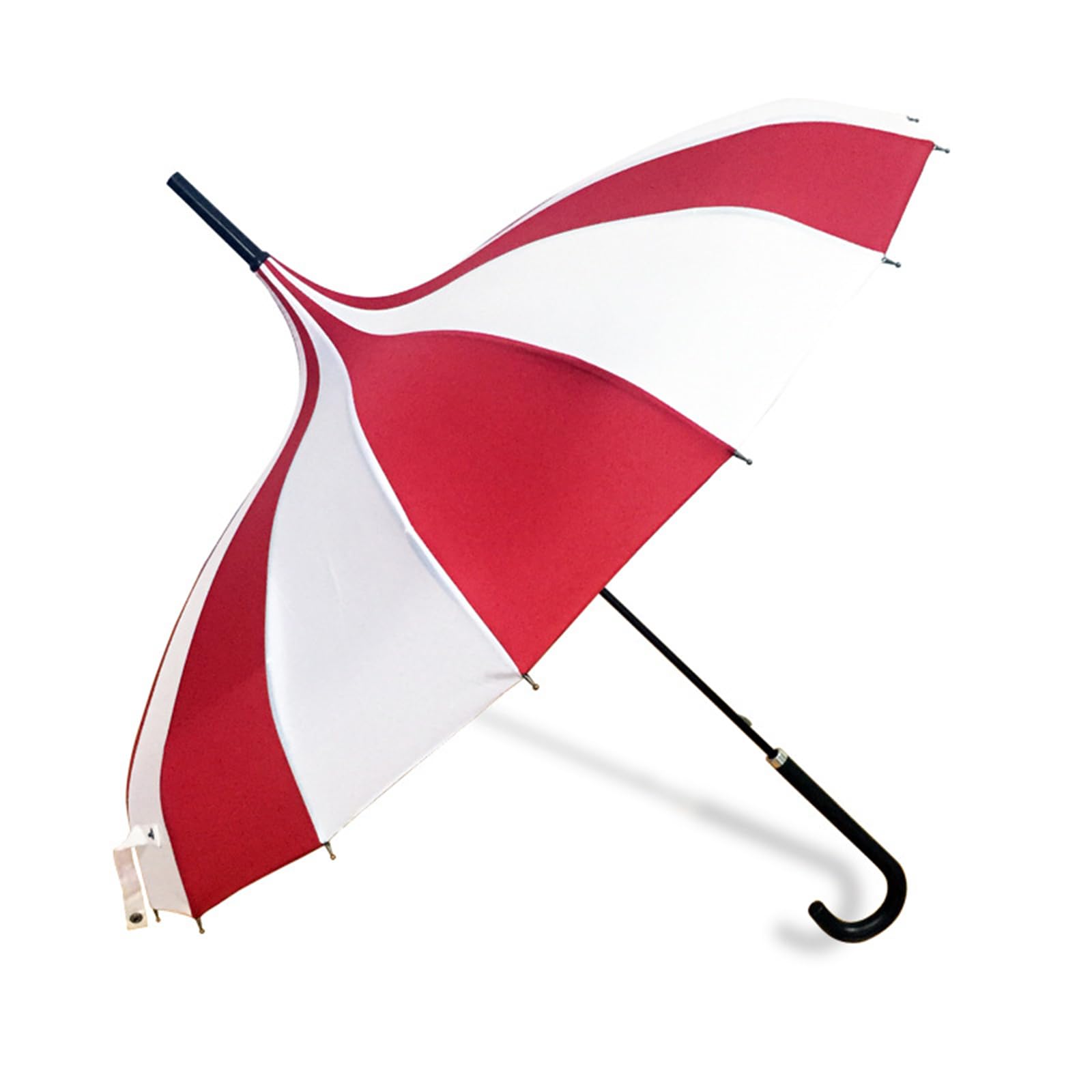 Uqezagpa 16k Black and White Stylish Pagoda Umbrella Classical Striped Umbrella Sun Rain Large with Hook Handle Black and White Striped