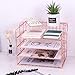 Hosaken Paper Tray, 4 Tier Stackable Letter Tray, Decorative Desk File Organizer Rack for Office Supplies and Accessories, Letter Size, 0.16Inch Thick Frame (Rose Gold)