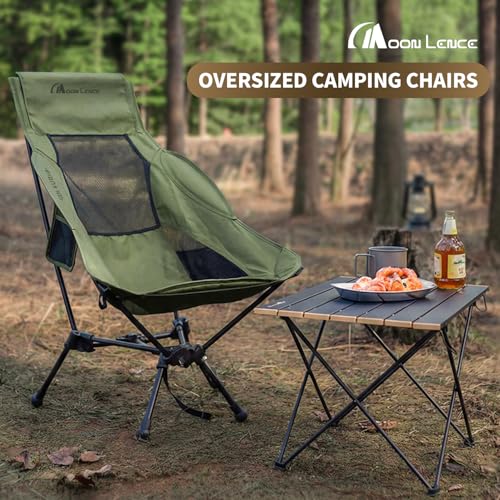 MOON LENCE High Back Folding Camping Chair, 330lbs Portable Compact Chair with Wide Seat & Ergonomic Back Support (Green) - image 8