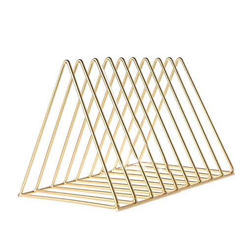Porte-disques en fer forgé triangle doré de taille S au design épuré