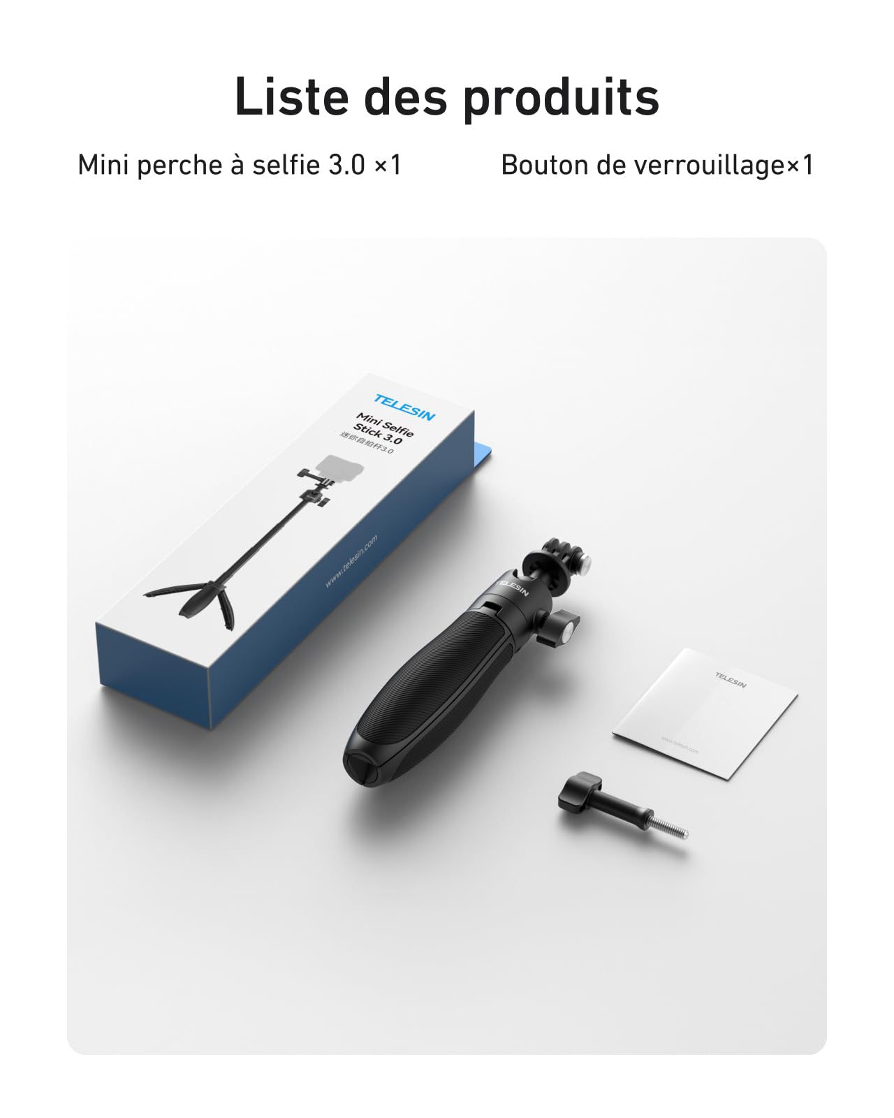 TELESIN 46CM Mini Perche Selfie Trépied pour DJI Osmo Nano Action 6/5 Pro/4, GoPro Hero 13/12, Insta360 X5 X4 Ace Pro – Monopode Réglable 360°, Poignée Extensible Vlog, Base Magnétique Stable