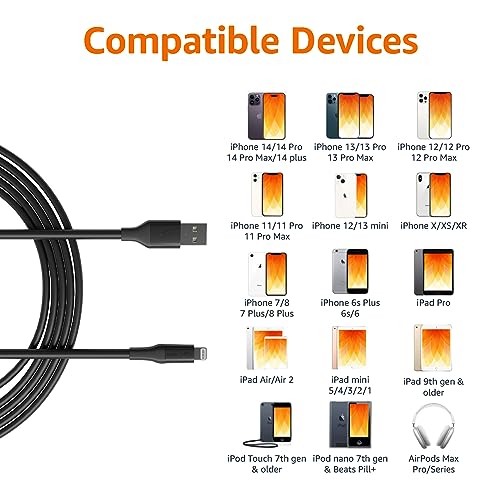 Cable USB-A a Lightning 10 pies MFi para iPhone y iPad - Negro
