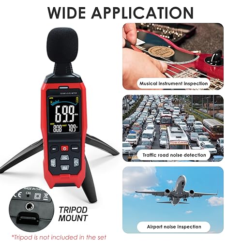 Dezibel Messgerät Schallpegelmessgerät, Hohe Genauigkeit DB Messgerät Klassenzimmer Lärmmesser mit A/C/Z Gewichtet, Lärmmessgerät mit Aufzeichnung 30-130dB Dezibelmesser mit Hintergrundbeleuchtung