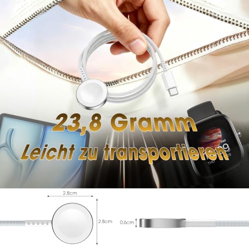 USB-C für Apple Watch Ladekabel,iWatch Ladegerät,1M Magnetisches iwatch Kabel Kompatibel Mit iWatch Series 11/10/9/8/7/6/5/4/3/2 Ultra 3/SE… – Ansicht 6