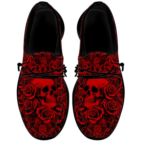 Quorax Skull Slip-on Shoes for Men Women Rose Loafers Gifts for Women Men