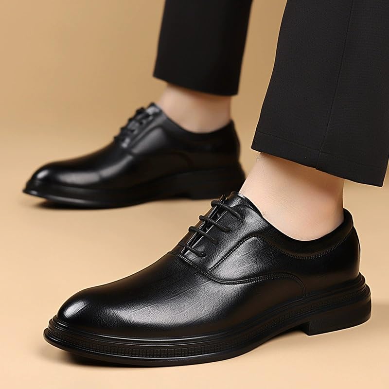 Men's Soft Leather Dress Shoes Business Casual Formal Lace-Up Oxford Breathable Comfortable Work Shoes2