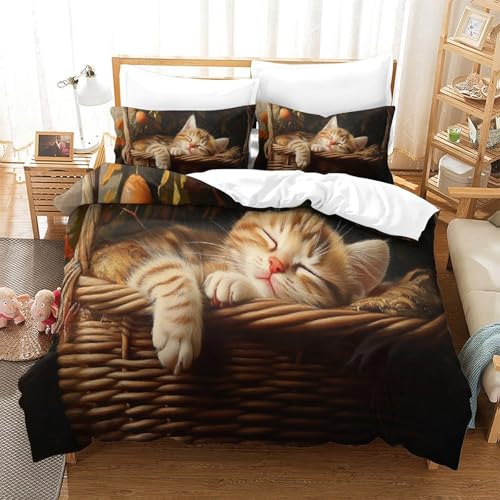 Parure de lit chaton en microfibre premium avec taies d'oreiller