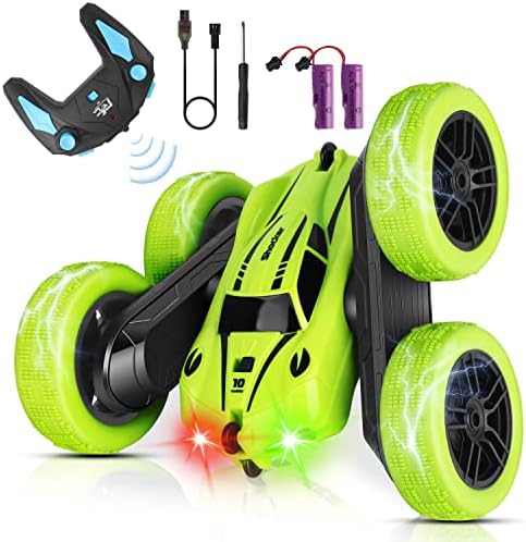 CYM Remote Control Cars, RC Stunt Car, 4WD 2.4 Ghz Remote Control Car with LED Light, 360°Double Side Flips RC Car for 3 4 5 6 7 Year Old Boy Kids Girl