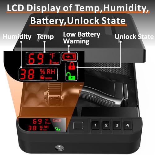 Cofre portátil para armas SAFEZ ZLJUAN com visor LCD de temperatura, umidade, seguro para pistola co