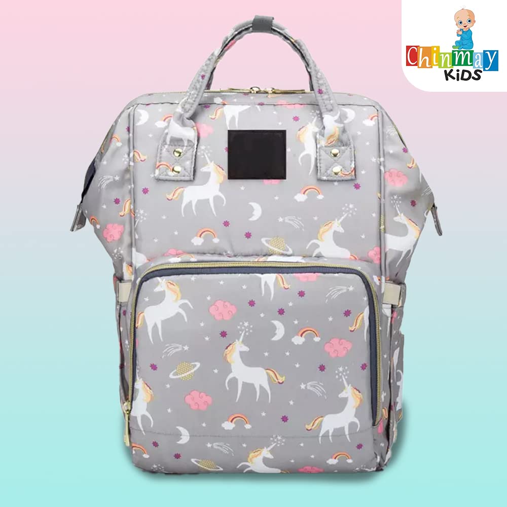 Chinmay Kids Diaper Bag Nursing Maternity Backpack, Waterproof Multifunctional Travel Bag Large Size (20 x 18 x 40 cms)(Blue) (Grey Unicorn)